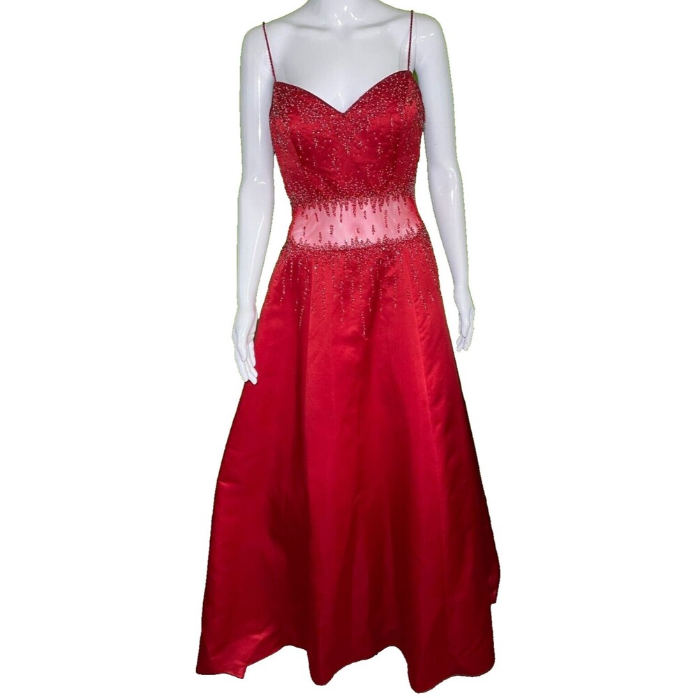 Vintage Jovani Size 10 Red Spaghetti Straps w/ Wrap Formal PROM Dress WORN ONCE